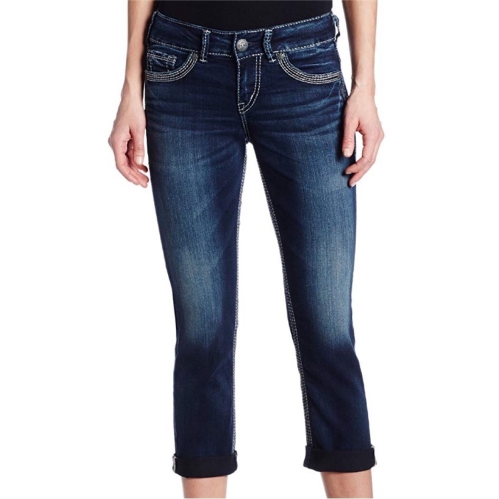 Silver Jeans Suki Capri Cropped Leg Designer Denim Jeans